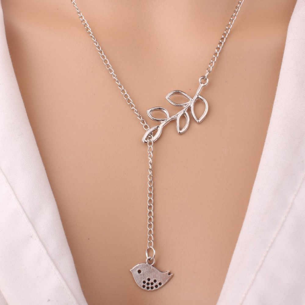 Dove Leaf Minimalist Silver Necklace